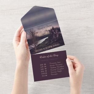 Dunkle Romantische All-in-One-Hochzeitseinladung All In One Einladung