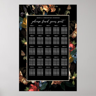 Dunkle romantische Blumen-Dutch-Wedding-Bestuhlung Poster