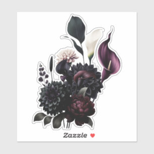 Dunkle Romantische Blumen Hochzeit in Weiß Aufkleber
