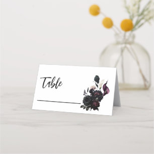 Dunkle Romantische Blumenhochzeit Tischsitzordnung Platzkarte