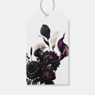 Dunkle Romantische Blumenweiße Hochzeit Geschenkanhänger