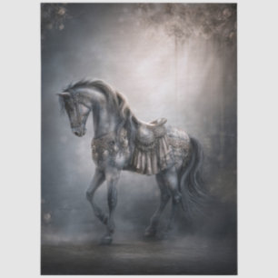 Dunkle romantische Fantasy-Karussellpferd für Deco Seidenpapier
