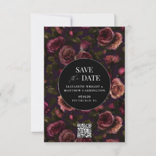 Dunkle Romantische Florale Foto Save the Date Kart