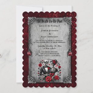 Dunkle romantische florale gothische Hochzeitseinl Einladung