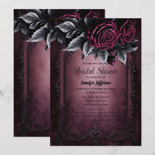 Dunkle romantische florale gotische Brautparty Einladung