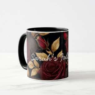 Dunkle Romantische Florale Personalisierte Kaffeet Tasse