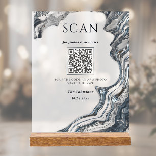 Dunkle Romantische Flüssig-Obsidian-Hochzeits-QR Acrylschild