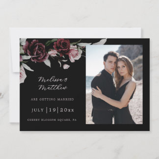 Dunkle romantische Rosen schwarze Hochzeit Save The Date