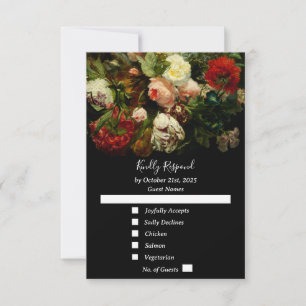 Dunkle romantische, stimmungsvolle, elegante Blume RSVP Karte