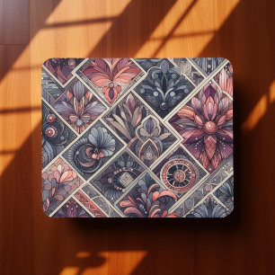 Dunkle Romanze Burgund Art Deco Floral Sommer Mousepad