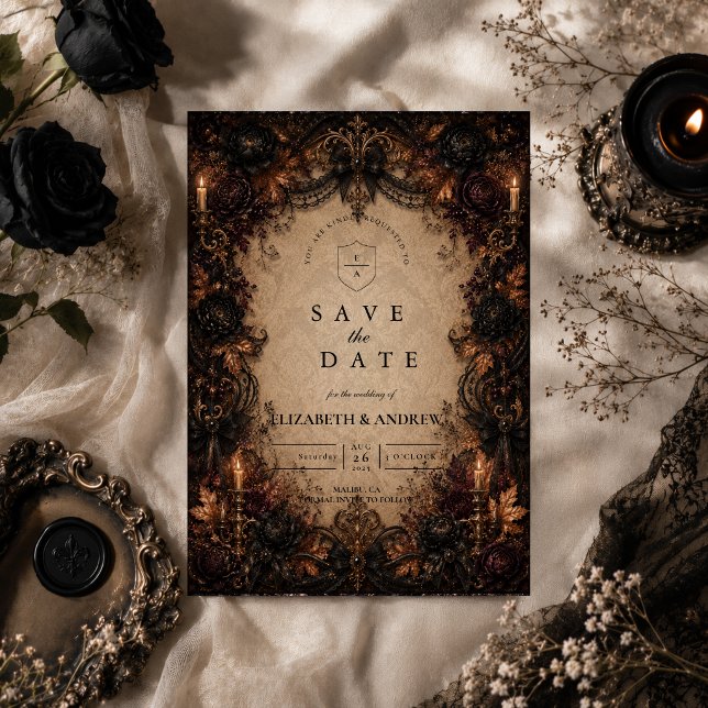 Dunkle Romanze Herbsthochzeit Save The Date (Von Creator hochgeladen)