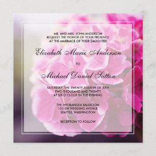 Dunkle rosa Hydrangea-Hochzeit Einladung