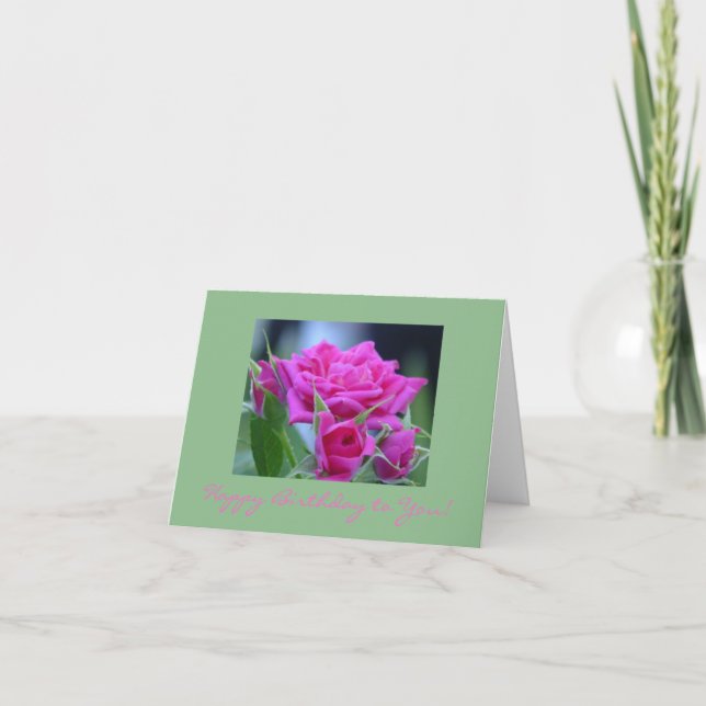 Dunkle rosa Rosen Dankeskarte (Vorderseite)