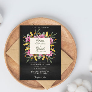 Dunkle Rosarote Lilien Botanische Hochzeit Einladungspostkarte