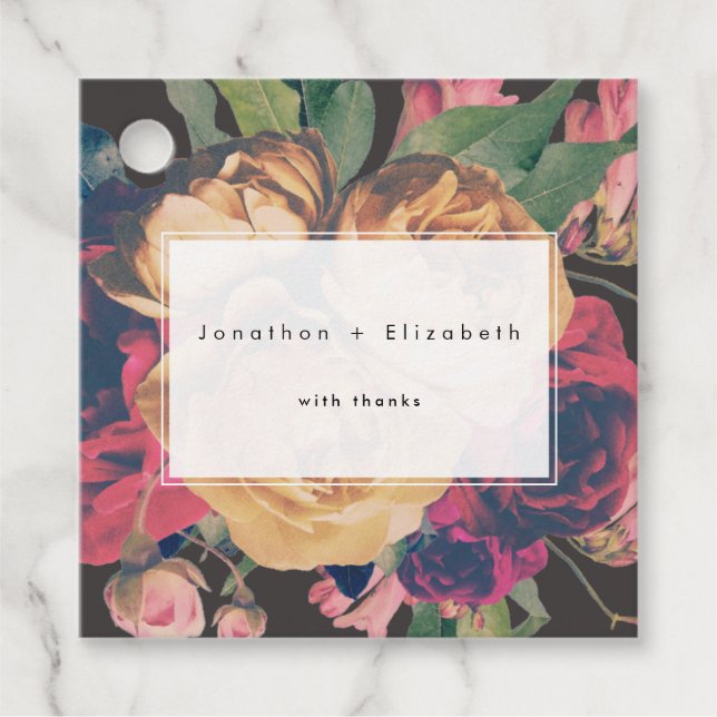 Dunkle Rose Botanischer Fete Geschenkanhänger (Vorderseite)