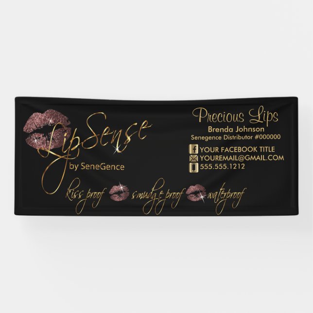 Dunkle Rose Glitzer und Goldlips Banner (Horizontal)