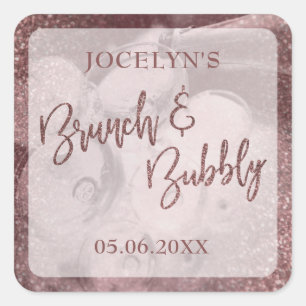 Dunkle Rose Gold Glitzer Brunch & Bubbly Quadratischer Aufkleber