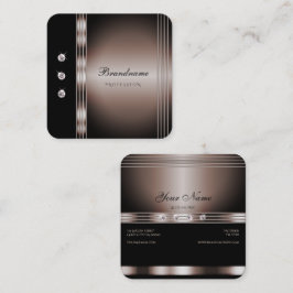 Dunkle Rose Gold und Schwarz mit Rhinestones Quadratische Visitenkarte