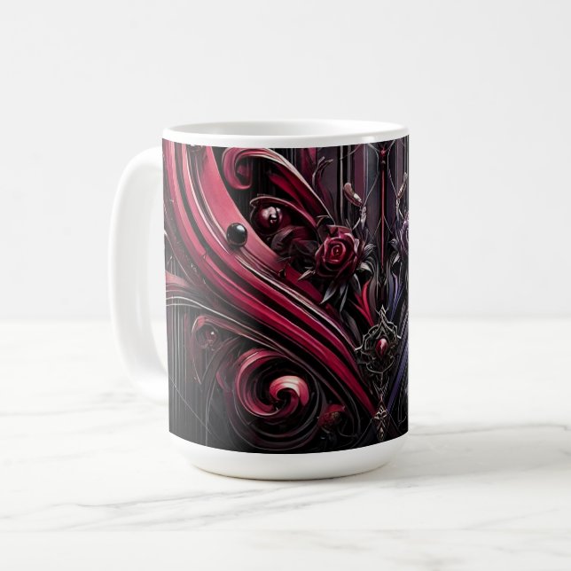 Dunkle Rose Kunst Tasse (Vorderseite Links)