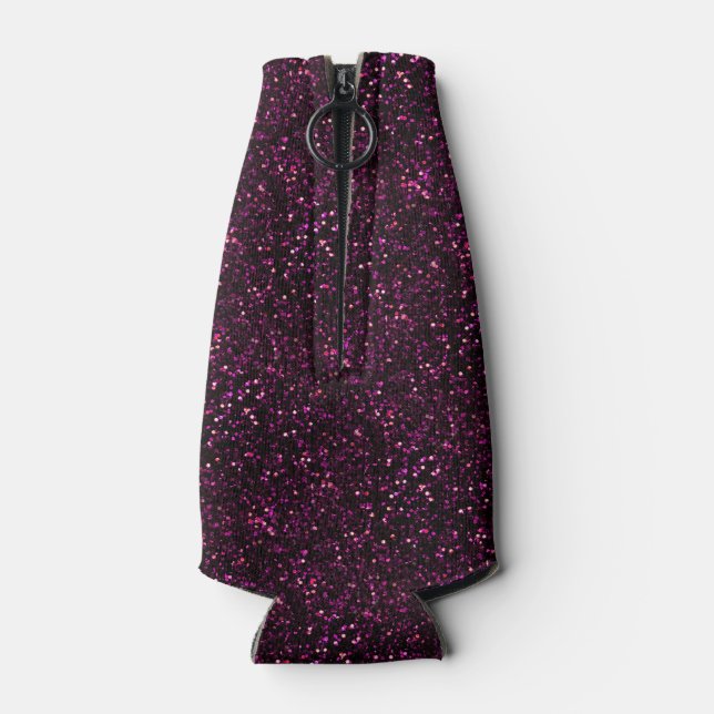 Dunkle Rose Pink Posh Glitzer Flaschenkühler (Rückseite)