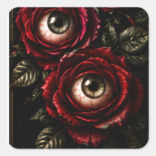 Dunkle Rosen Augen Gothic Halloween Horror Quadratischer Aufkleber