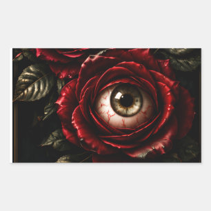 Dunkle Rosen Augen Gothic Halloween Horror Rechteckiger Aufkleber