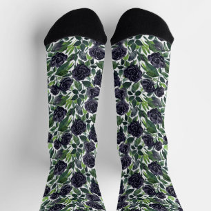Dunkle Rosen erfreuen, Wasserfarbdruck Socken