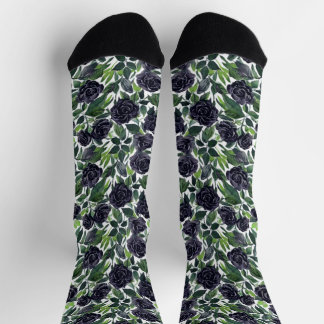 Dunkle Rosen erfreuen, Wasserfarbdruck Socken