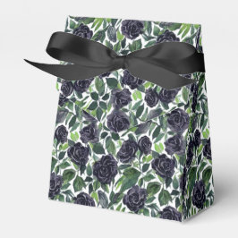 Dunkle Rosen mit grünen Blättern Wasserfarbdruck Geschenkschachtel