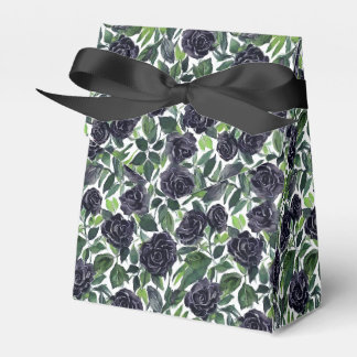 Dunkle Rosen mit grünen Blättern Wasserfarbdruck Geschenkschachtel