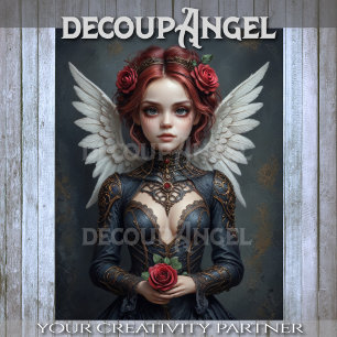 Dunkle Rosen-Seraphim-Decoupage Seidenpapier