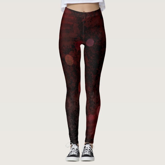 Dunkle rote Blasen Leggings (Vorderseite)
