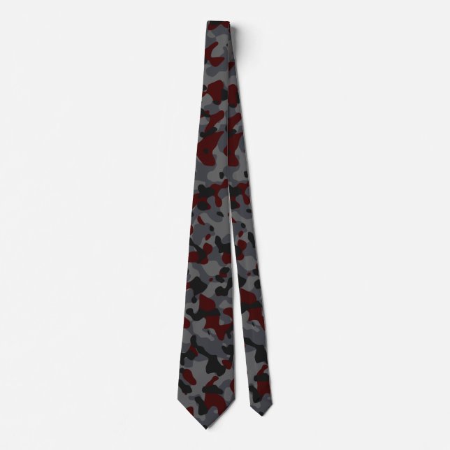 Dunkle rote Camouflage in Grau und Schwarz Krawatte (Vorderseite)