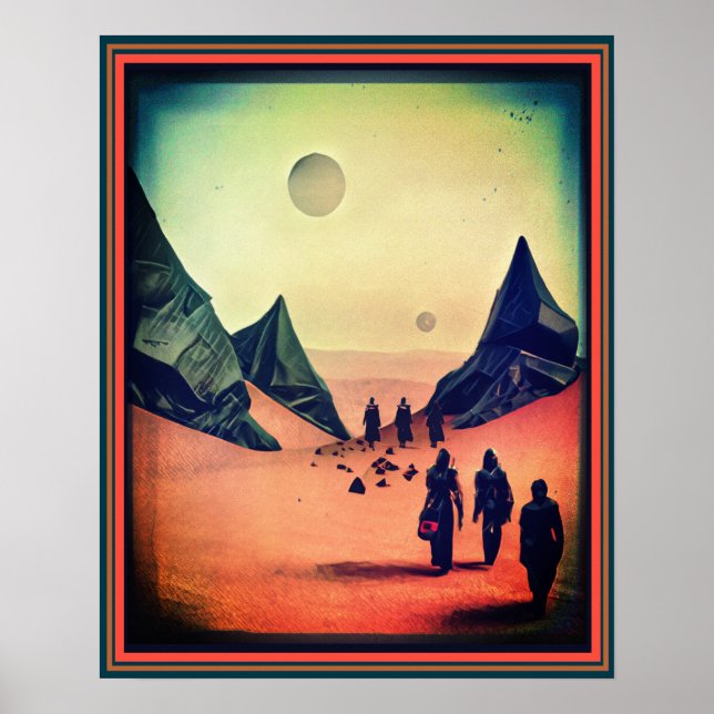 Dunkle rote Fantasy Alienwüste Poster (Vorne)