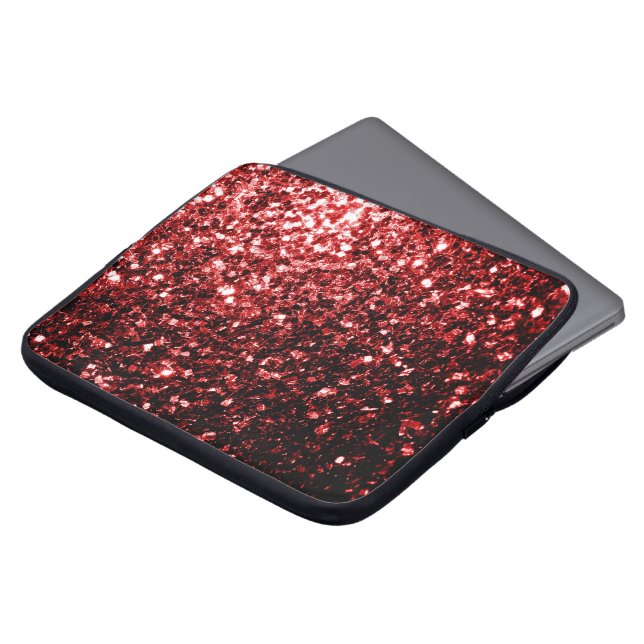Dunkle rote Imitate Glitzer Glitzern Glamour Laptopschutzhülle (Vorne Oben)