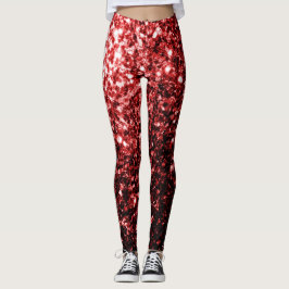 Dunkle rote Imitate Glitzer Glitzern Glamour Leggings