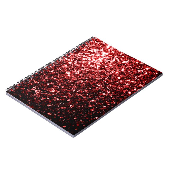 Dunkle rote Imitate Glitzer Glitzern Glamour Notizblock (Linke Seite)