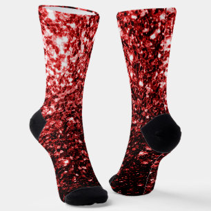 Dunkle rote Imitate Glitzer Glitzern Glamour Socken