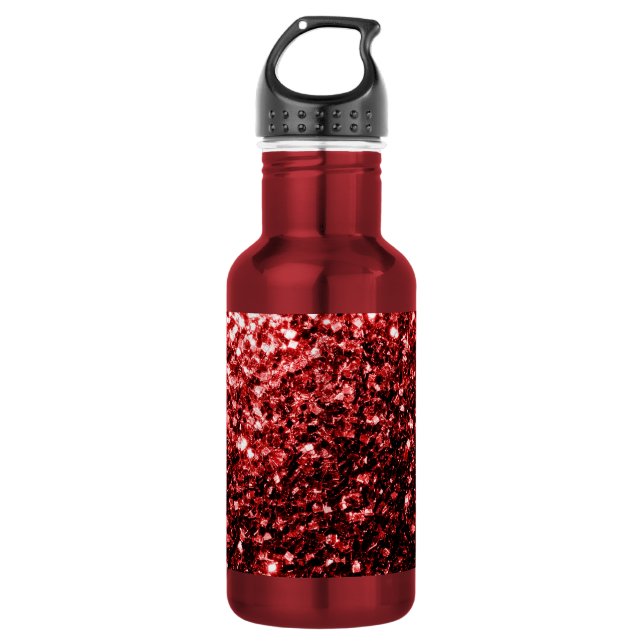Dunkle rote Imitate Glitzer Glitzern Glamour Trinkflasche (Vorderseite)