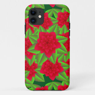 Dunkle rote Kamelien und grüne Blätter Case-Mate iPhone Hülle