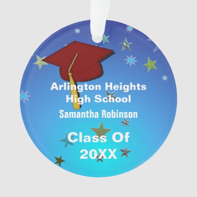 Dunkle Rote Kappe und Sterne Akryllische Abschlüss Ornament (Vorderseite)