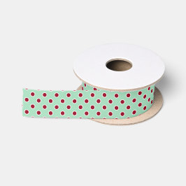 Dunkle rote Polka Punkte auf Mint Green Ribbon Satinband