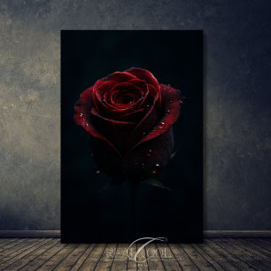Dunkle rote Rose elegante Naturfotografie Kunst Poster