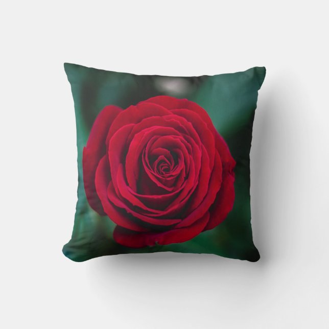 Dunkle Rote Rose Kissen (Vorderseite)