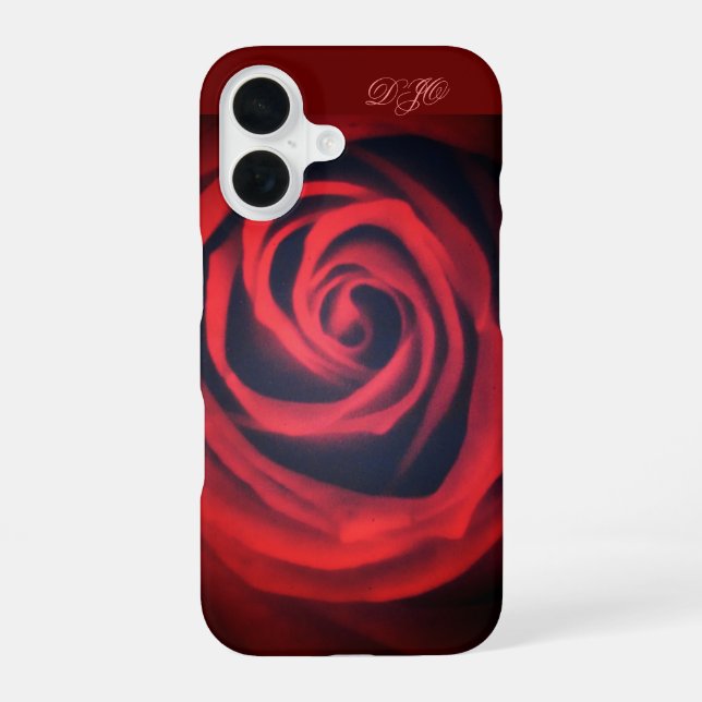 Dunkle Rote Rose Nah iPhone 16 Hülle (Rückseite)