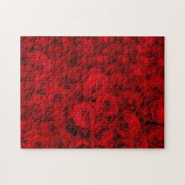 Dunkle Rote Rosen Bouquet Blume Puzzle