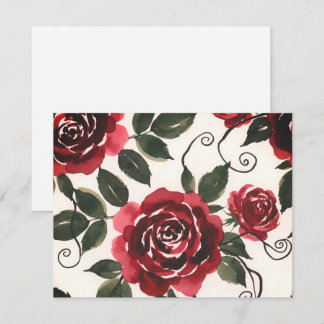 Dunkle rote Rosen Florale Beilagekarte Begleitkarte