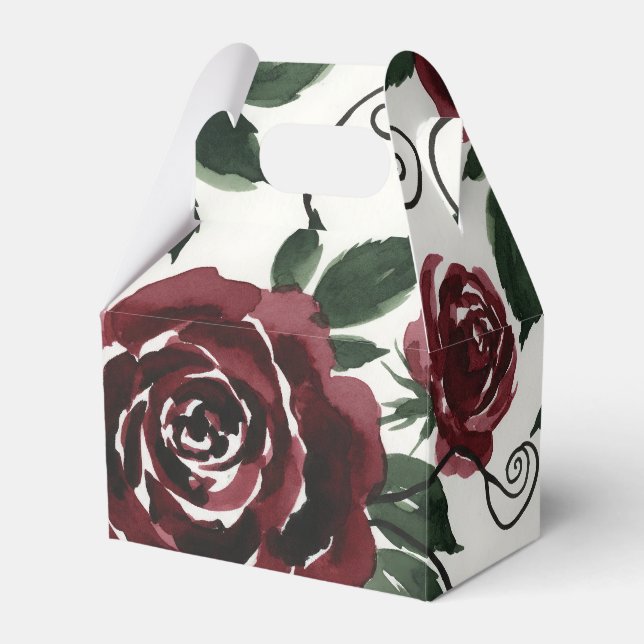 Dunkle rote Rosen Florale Geschenkbox Geschenkschachtel (Vorderseite)
