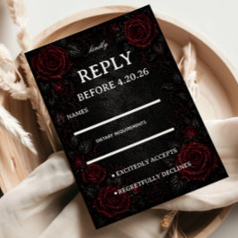 Dunkle rote Rosen Gast RSVP Karte