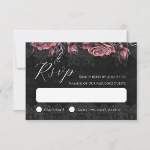 Dunkle Rote Rosen Romantische Viktorianisch-Gotisc RSVP Karte